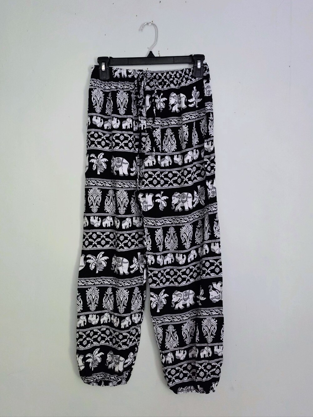 Black & White Elephant Print Harem Pants